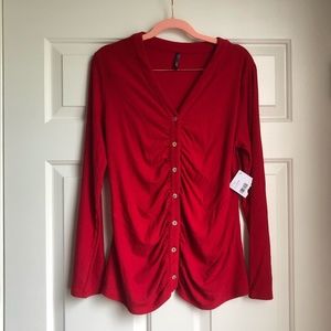 NWT Red Blouse with Front Ruching